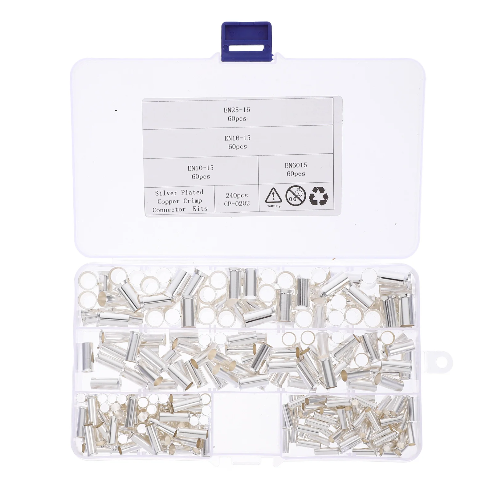 240 szt. Miedziane tulejki z cyną, końcówki kablowe do przewodów elektrycznych, złącza zaciskane do kabli zasilających, sterowania i telekomunikacji.