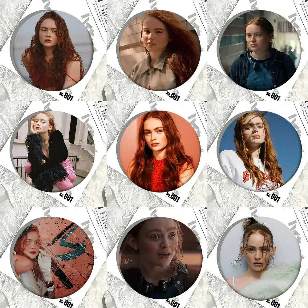 1 Stück Sadie Sink Stranger Cartoon-Stil Abzeichen Broschen für Rucksackdekoration Runde Emaille-Pins für Accessoires