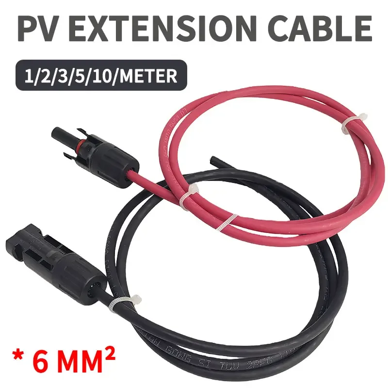

6 mm² 10AWG Extension Cable PV1-F Solar Panel Wire -Waterproof DC Connector Male & Female Pair for Photovoltaic System