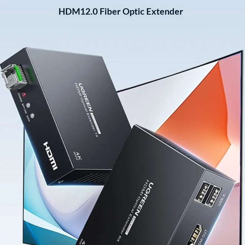 UGREEN CM452 HDMI over Fiber Extender KVM Single Mode Single Fiber LC 4K with 3.5mm Audio Port