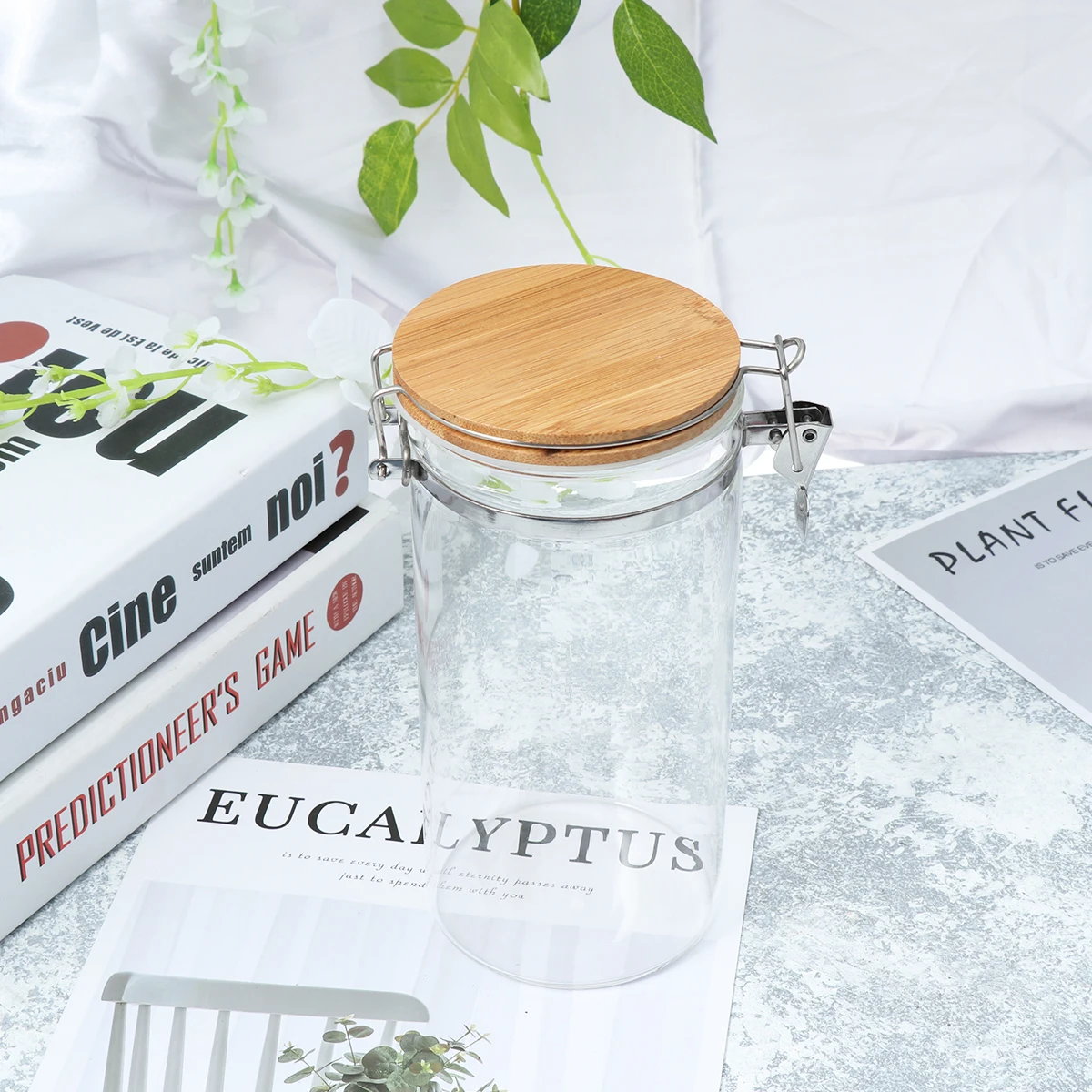 

Glass Sealed Jars Airtight Containers for Kitchen Food Storage Mason Bamboo Metal Lock Tea Canister Sugar Holder