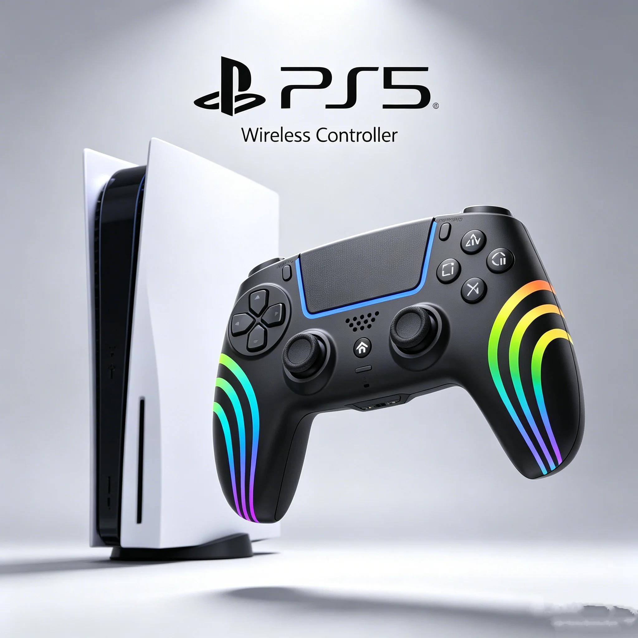 Wireless Game Controller for PS5 Bluetooth Gamepad Joystick Dual Vibration Turbo 6-Axis Sensor RGB LED Gaming Controller