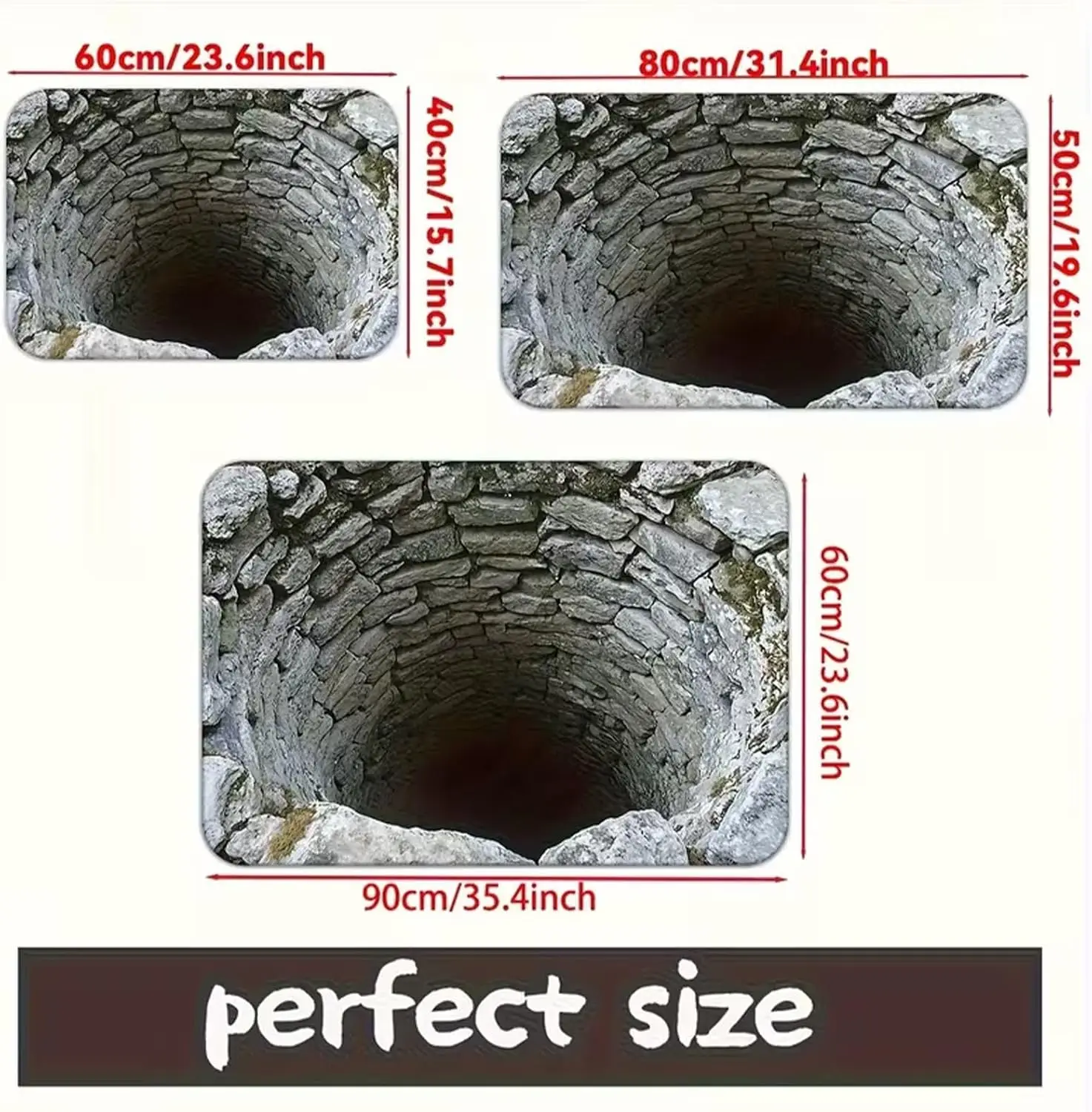 Highly Detailed Rustic Stone Tunnel Archway Doormat Polyester Welcome Mat for Indoor Outdoor Entryway Hallway Floor Decoration R
