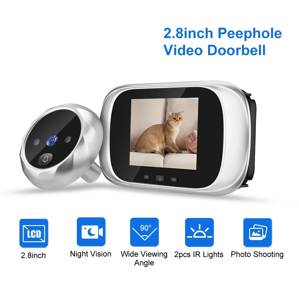 2.8 inch LCD Door Viewer Camera Night Vision Photo Digital Peephole Doorbell 90 Degree Door Eye Door Ring Monitor