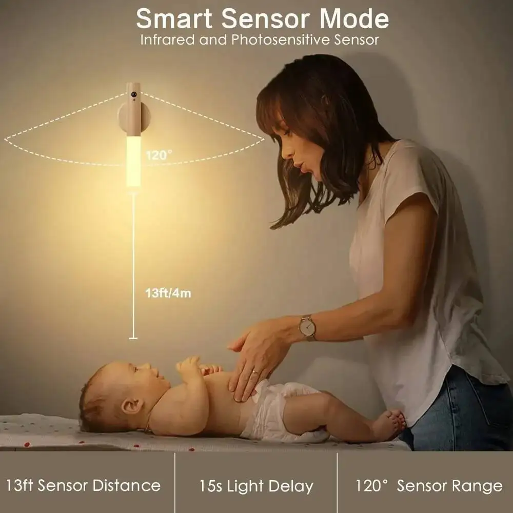 8Pack Lampu Dinding LED Sensor Gerak Pintar Nirkabel Magnetik USB Isi Ulang Untuk Koridor Kamar Tidur Kamar Mandi Dapur