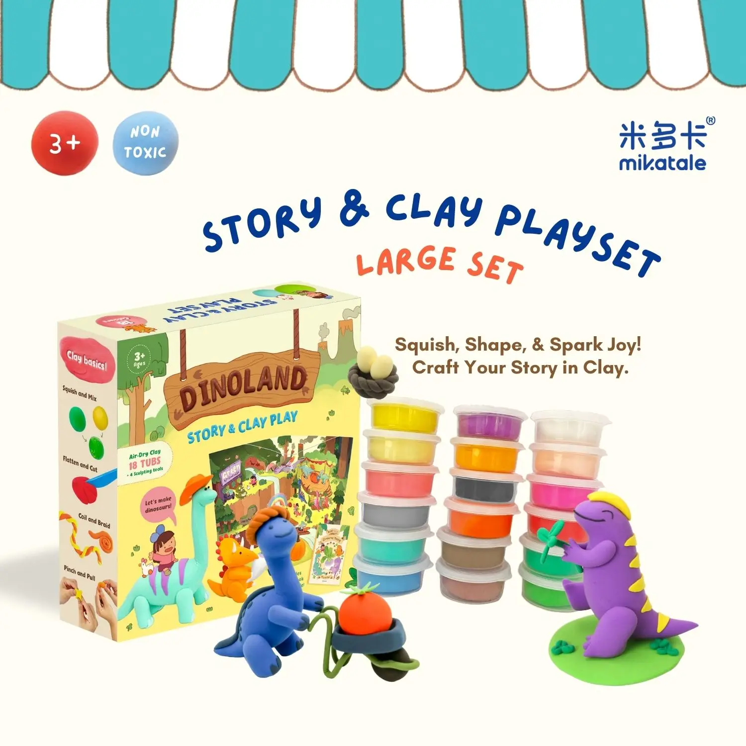 

Cloududa Clay Slime Polymer Clay Air Dry Clay Drying To The Air 18pcs/box Story Series Non-toxic Diy For Children Ages 3+