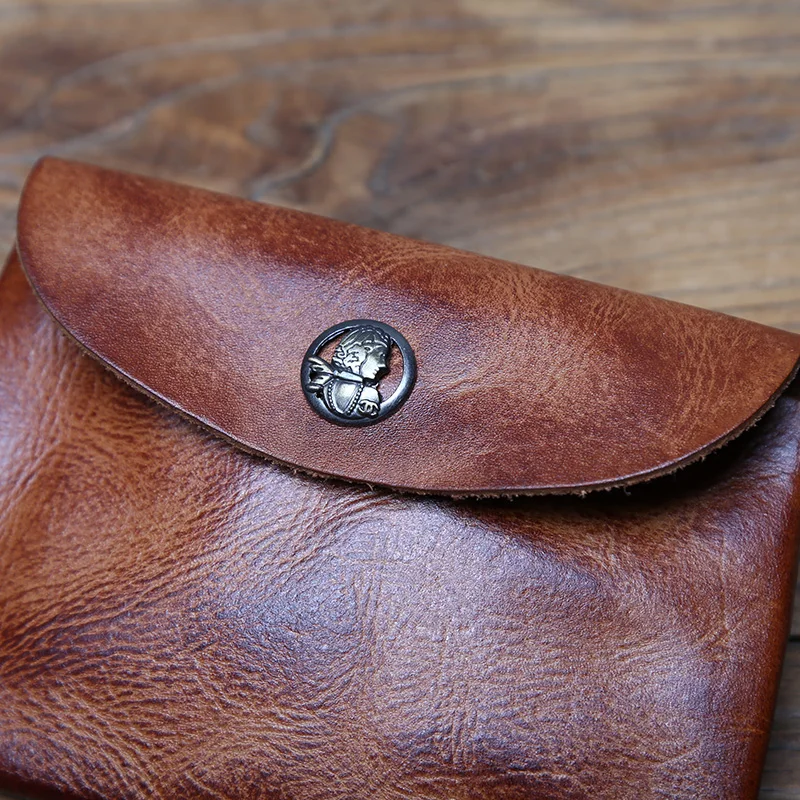 Nzpj Vintage Echt leder Herren Karten tasche Original natürliche Rindsleder Zero Wallet Damen Münz tasche Kreditkarten tasche Schlüssel tasche – Detail 6
