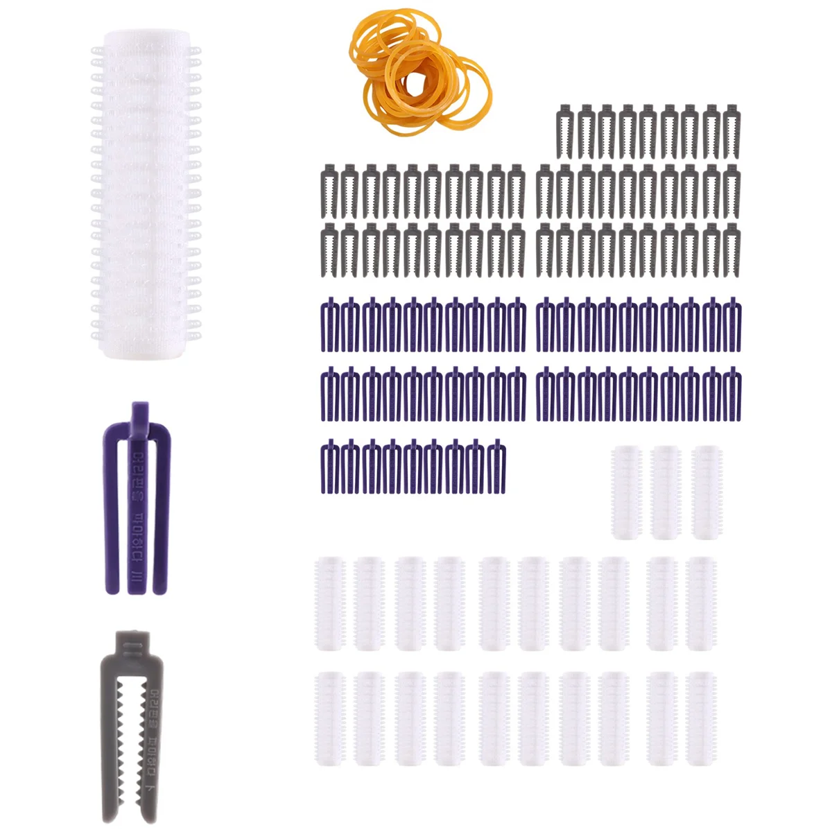 ABBR Small Size 24Pcs/Set Salon Nylon Hook & Loop Hair Rollers Set Hair Root Perm Rods Bars Curlers with Clips & Rubber Bands