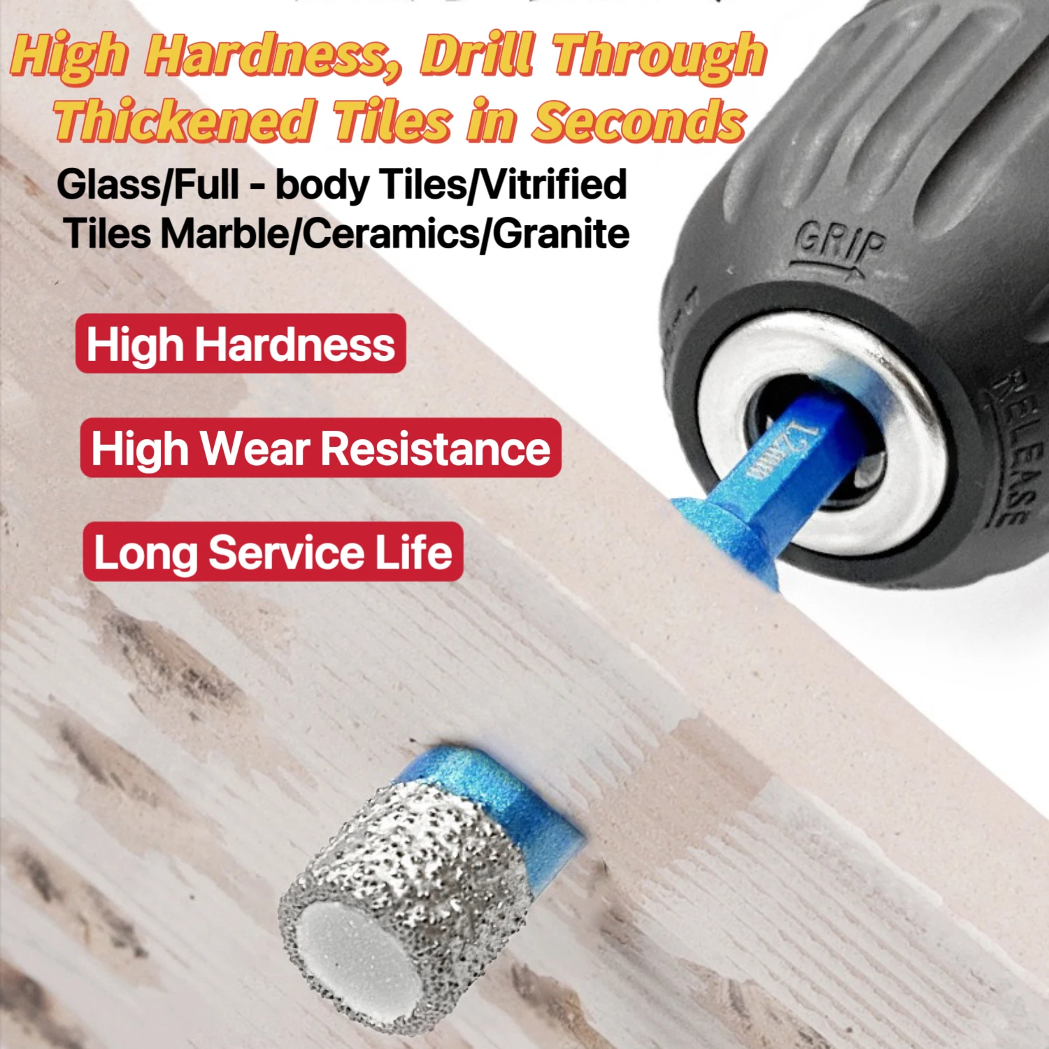 7 Buah Set Mata Bor Ubin Pengeboran Kering-untuk Kaca, Marmer, Giok & Keramik- Lilin Pendingin Bawaan, Pengeboran Tanpa Selip