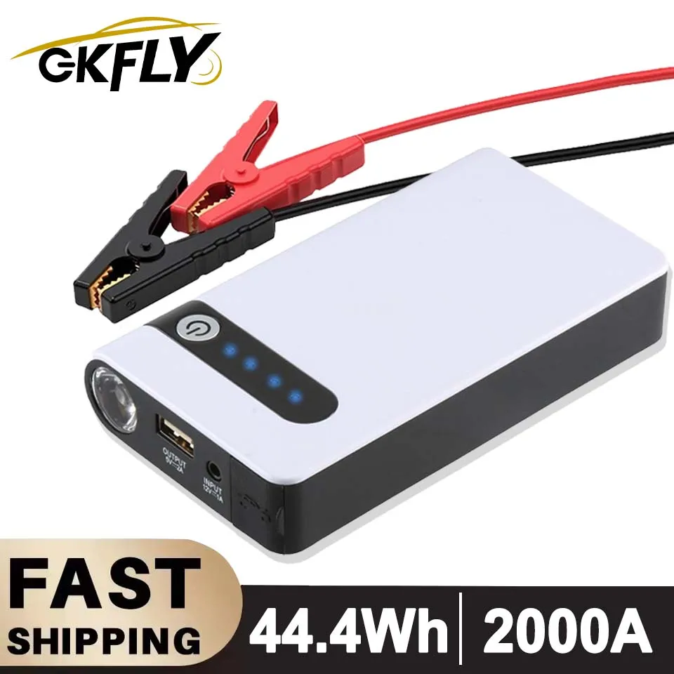 GKFLY 12V 2000A Car Jump Starter Emergency Battery Booster Quick Start Power Bank With LED Flashlight Charger For Phone