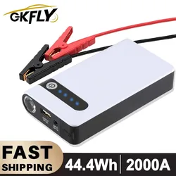 GKFLY 12V 2000A Car Jump Starter Emergency Battery Booster Quick Start Power Bank With LED Flashlight Charger For Phone