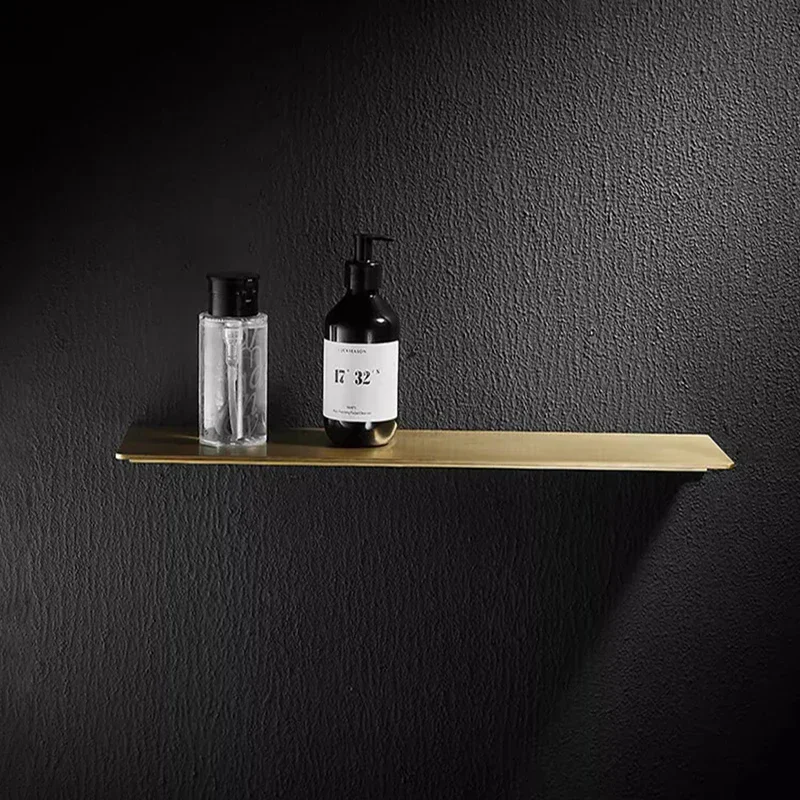 Bathroom Shelf Brushed Gold Top Bath Shower Shelf Aluminum Bathroom shelf Organizer Wall Mounted Black Kitchen Storage holder 5