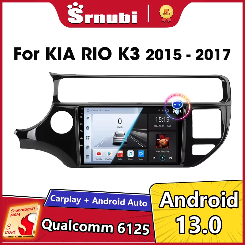 Srnubi SSR Android 13 Carplay for Kia RIO K3 2015 2016 2017 Car Radio Multimedia Player 2 Din Auto Stereo 4G GPS DVD Head Unit