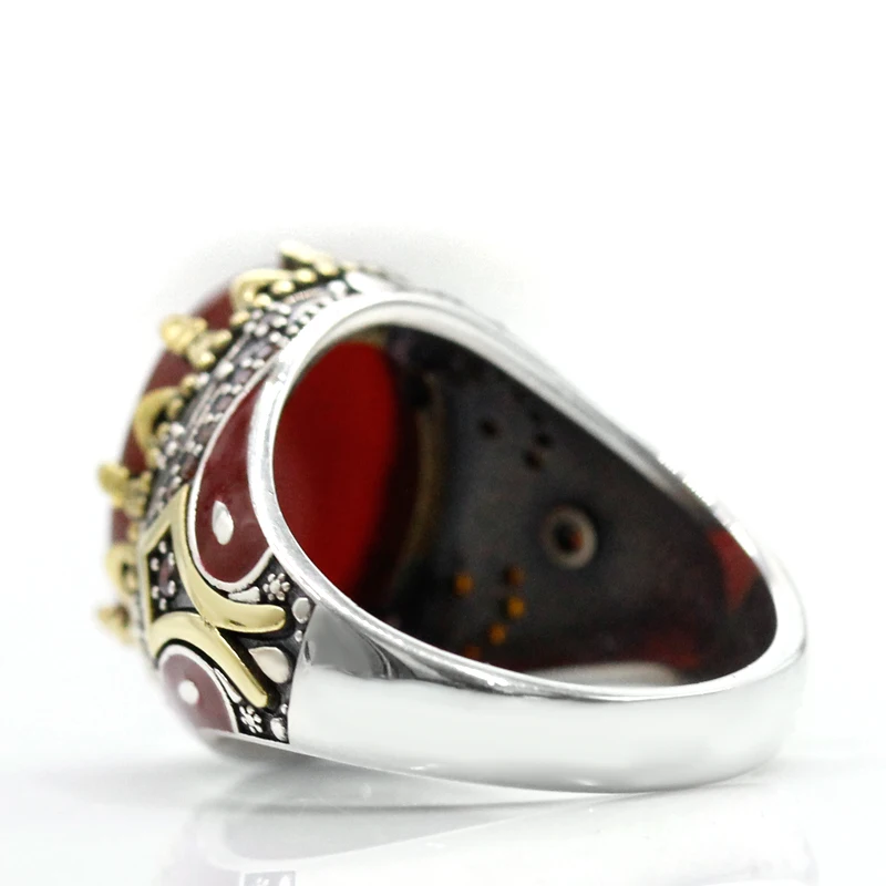 خاتم فضة استرليني 925 للرجال والنساء ، خاتم يدوي الصنع ، فاسق عتيق ، العقيق الأحمر الطبيعي ، مجوهرات مقلدة ، هدية عيد الميلاد #4