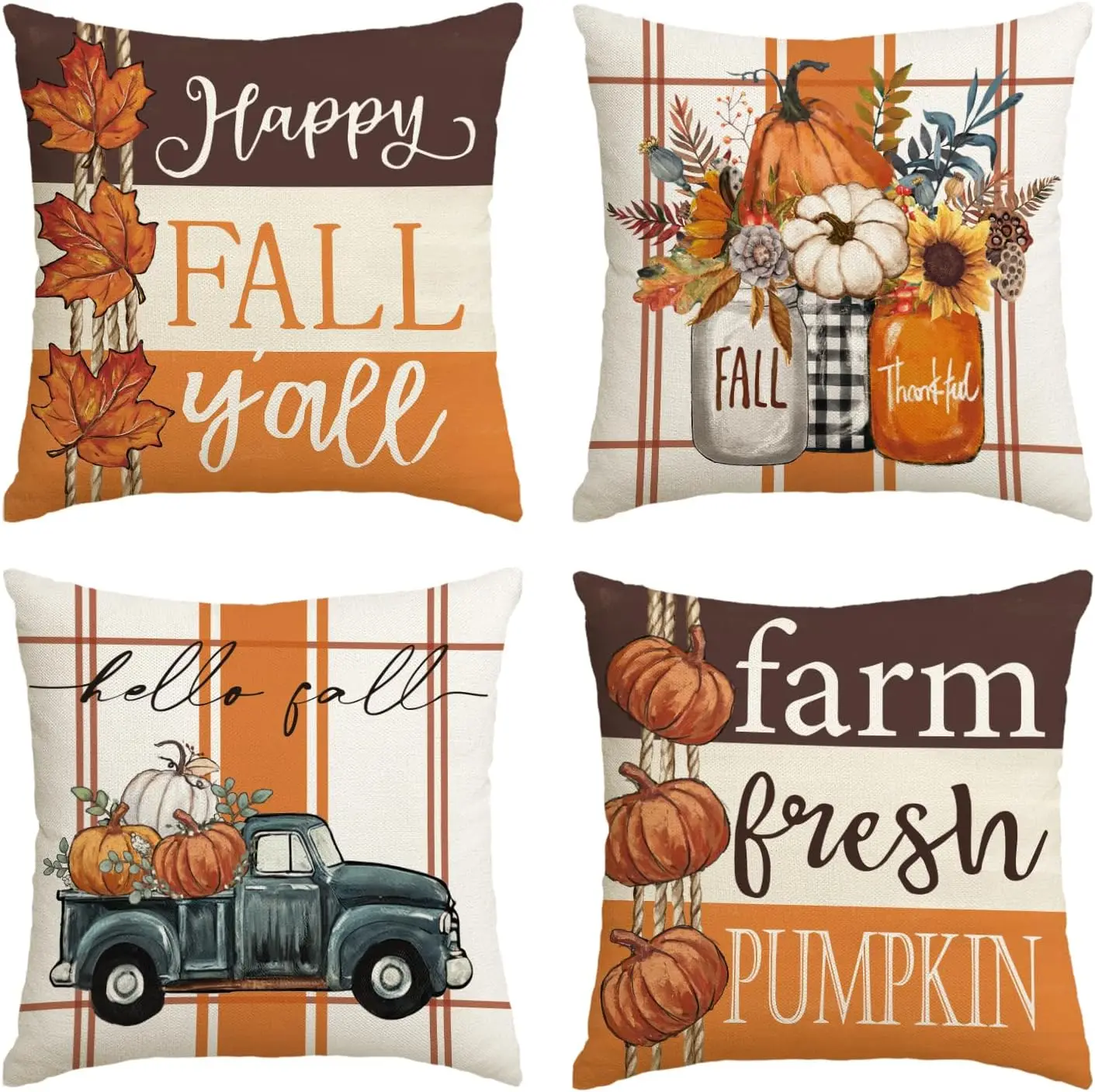 

Осенние наволочки, набор из 4-х кленовых листьев, тыквы, подсолнуха, осенние наволочки для фермерского дома для дивана, декор на День Благодарения
