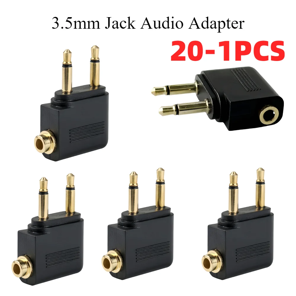 20-1 Stück Audio-Adapter 3,5-mm-Stecker Buchse Airline Flugzeug Kopfhörer Kopfhörer Audio-Adapter für Flugzeug Reise Kopfhörer Kopfhörer