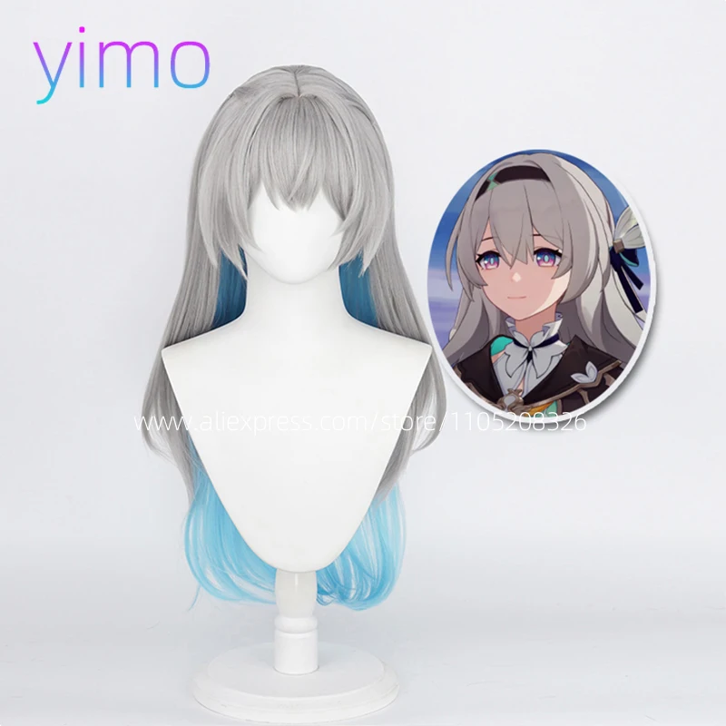 

Hoon kaai High Quality Firefly Synthetic Wig Game Long Mixed Color Gradient Cosplay Anime Wig Party Staar Raiil