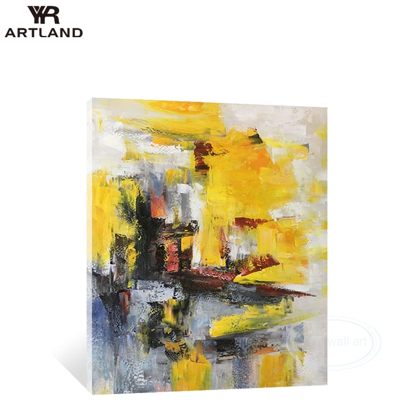 

Modern Abstract Texture Yellow Color Wall Art Poster Mural Handmade Canvas Oil Painting Hanging Picture For Living Room Entrance