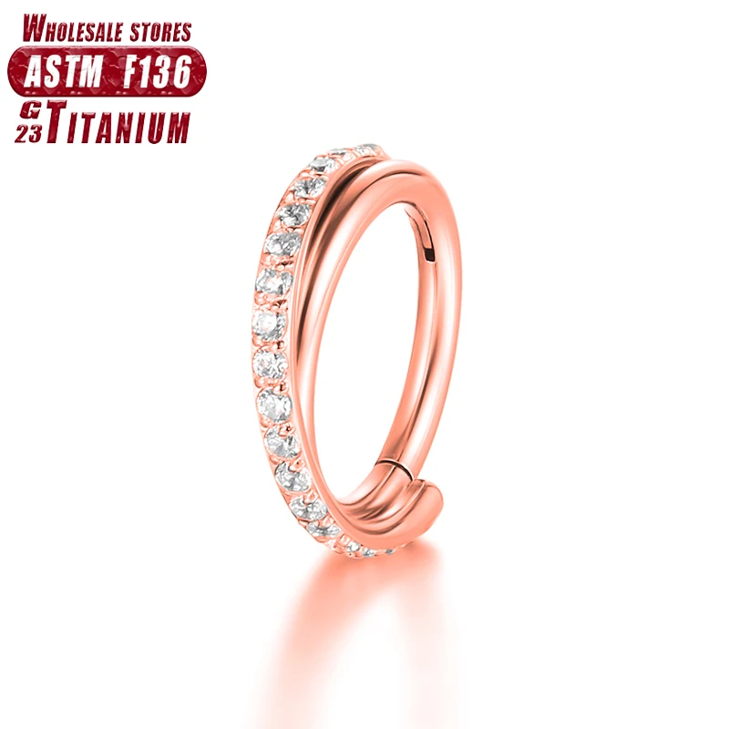 Women's Titanium ZC Nose Rings & Hinged Segment Earrings, Versatile