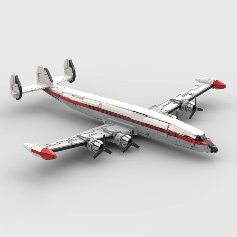 1722PCS MOC Red Aviation Aircraft Replica Model Technical Detailed Historic Buildable Design Brick Display Collection Toy Gift