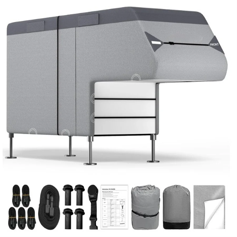 Umbrauto Truck Camper Cover 7-Layer Anti-Tear Top Slide-in Campers, Motorhome RVs All Season Protection with Gutter