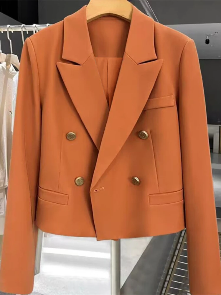Cropped Blazer Women 2024 Spring Casual Suits Office Ladies Loose Jacket Green Elegant Coat Woman Clothing Chaqueta De Mujer