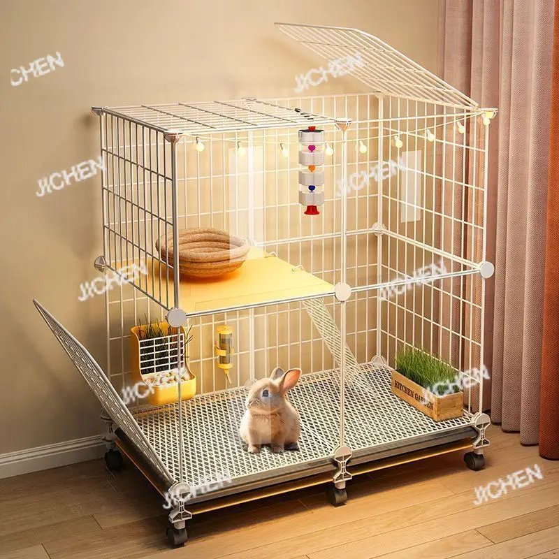 

Rabbit cage special dwarf rabbit raising small pet large rabbit nest automatic manure cleaning indoor transparent viewing villa
