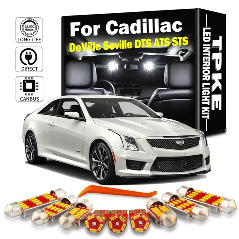 TPKE Canbus For Cadillac DeVille Seville DTS ATS STS LED Interior Map Dome Luggage License Plate Light Kit Car Courtesy Bulbs