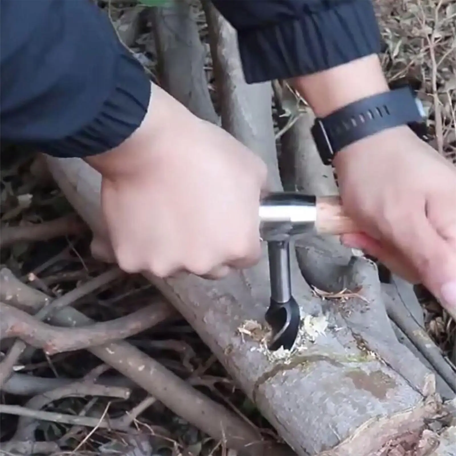 Manual Wood Auger Drill Bit with Self Tapping Pilot Screw for Camping Hiking Bushcraft Survival Gear Kit
