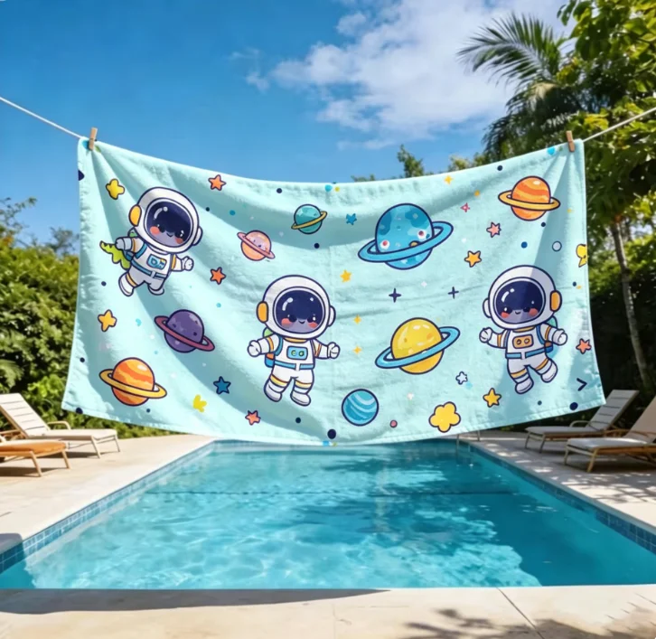 Oversized Microfiber Kids Beach Towel, Cute Cartoon Dinosaur Print, Quick Dry Sand Free