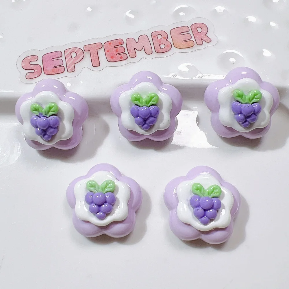 10pcs Cute Cartoon Kawaii Grape Fruit Series Flat Back Resin DIY Scrapbooking Cabochons Embellishment Decoration Accessories