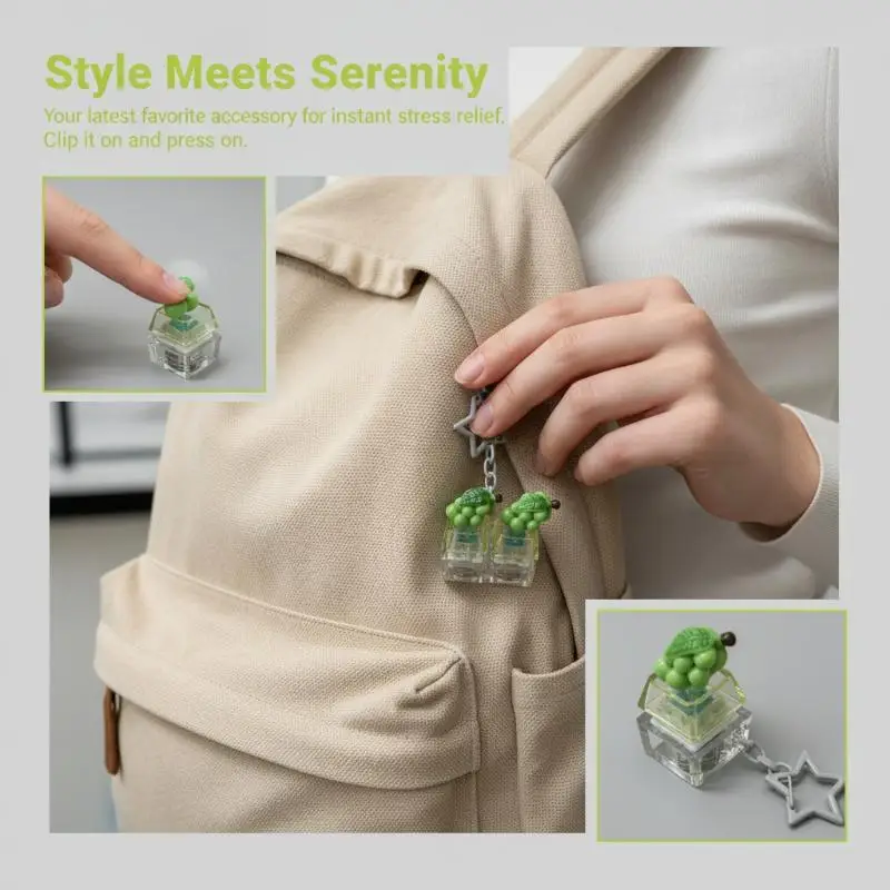 Kawaii Fruit Keycap Fidget Clicker Keychain Unique Vegetable Pendant Keyring for Friendship Exchange Small Gifts