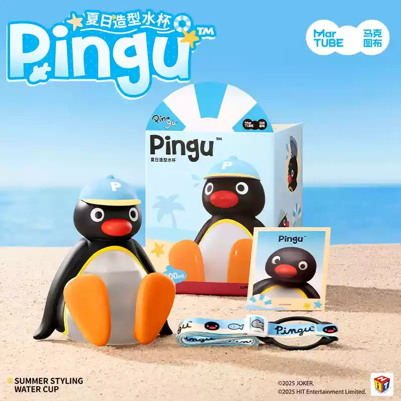 

Anime Peripheral Pingu Summer Water Cup For Children 500ml Straw Cup Kawaii Pingu Doll Large Capacity Portable Water Cup Gifts