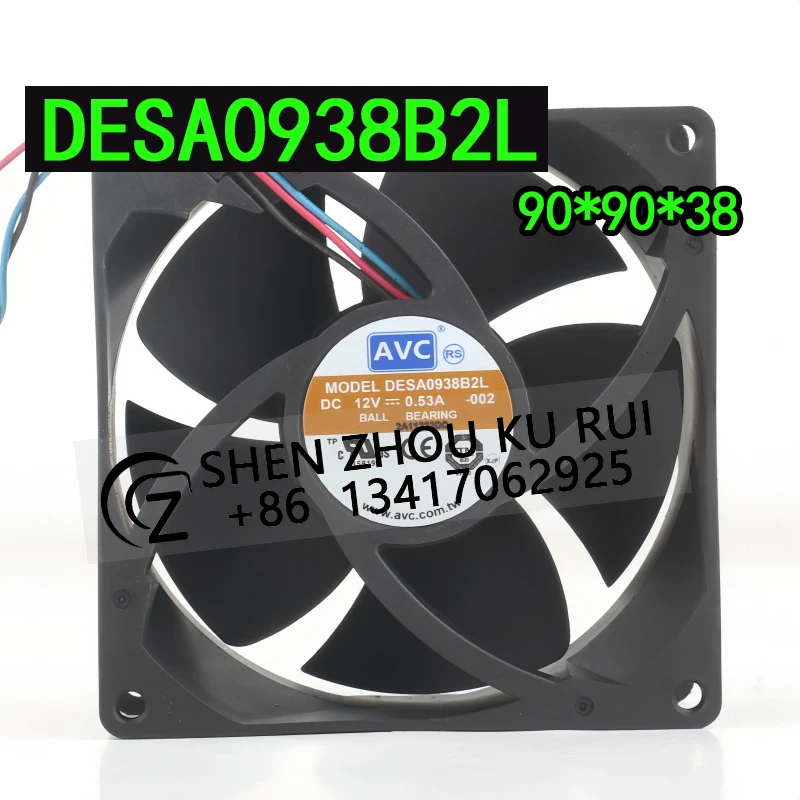 

New AVC 12V 0.53A AC EC 9038 9CM Axial flow server High air capacity Three-wire DESA0938B2L cooling fan