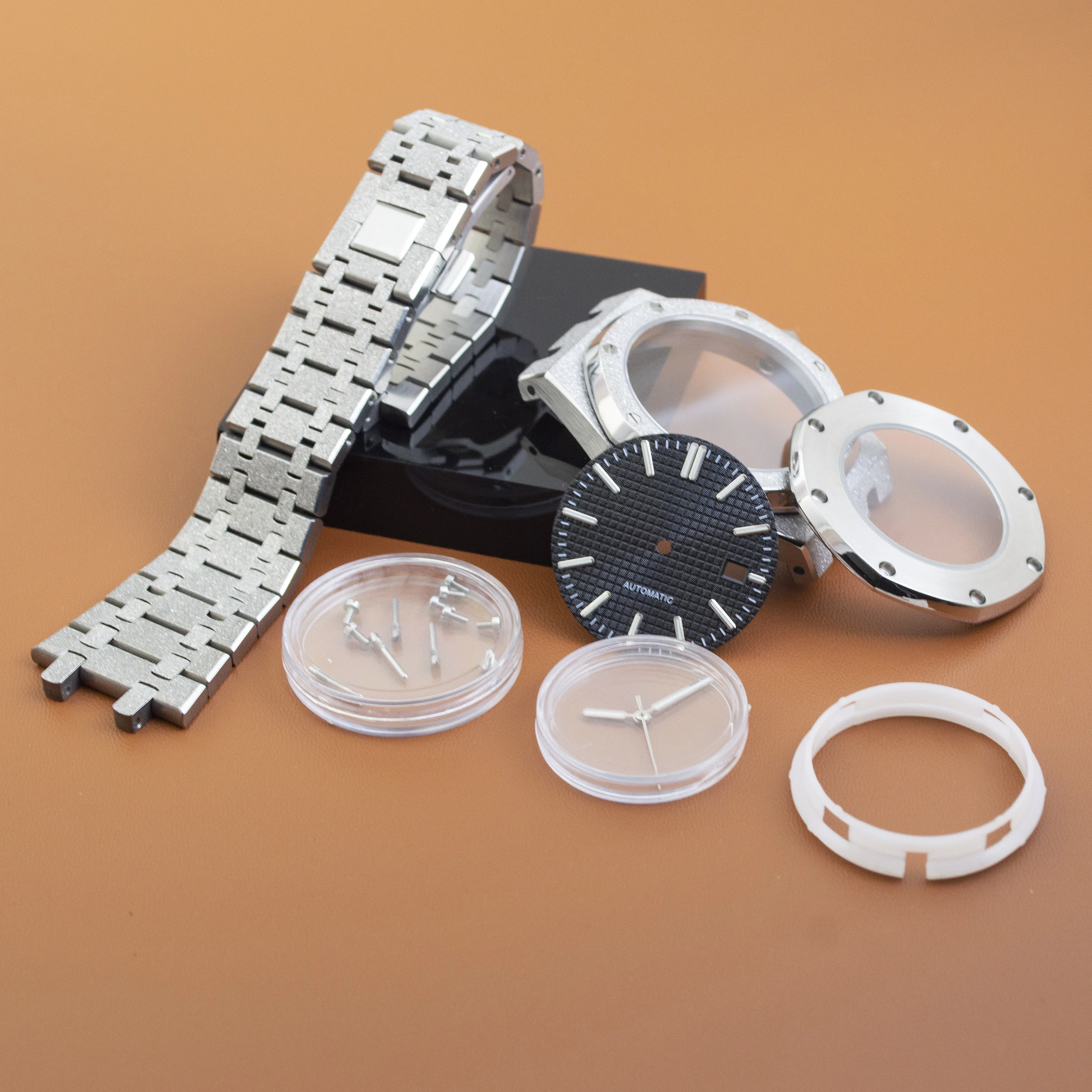 

Frost Watch Case Strap Sapphire Glass Stainless Steel 42mm Octagon Case for Royal NH35 NH36 Movement 31.8mm Dial Watch Hands