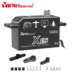 Yipinservo 15KG PWM Digital Brushless Servo Motor Full Metal Gear Large Torque Low Profile Short Body Servo for Rc Car 1/8 1/10