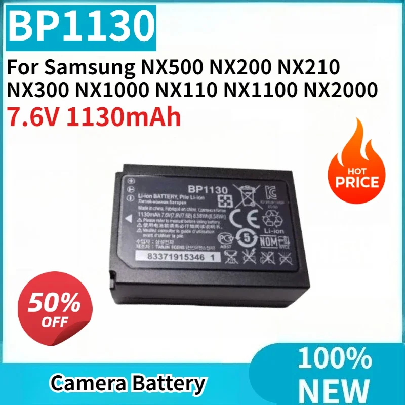 

100% New BP1130 7.6V 1130mAh Camera Battery For Samsung NX500 NX200 NX210 NX300 NX1000 NX110 NX1100 NX2000 Replaceable Btteries