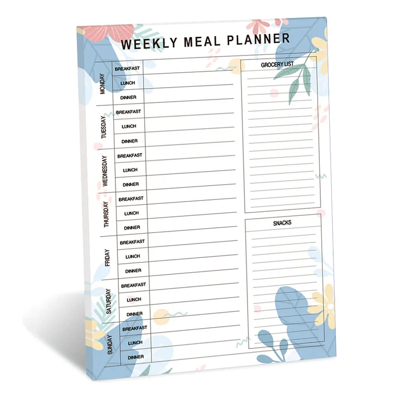 Bview Art A5 Weekly Meal Planner & Healthy Eating Journal แผ่นสูตรฉีกขาดได้ Diet Organizer สมุดบันทึกภาษาอังกฤษ