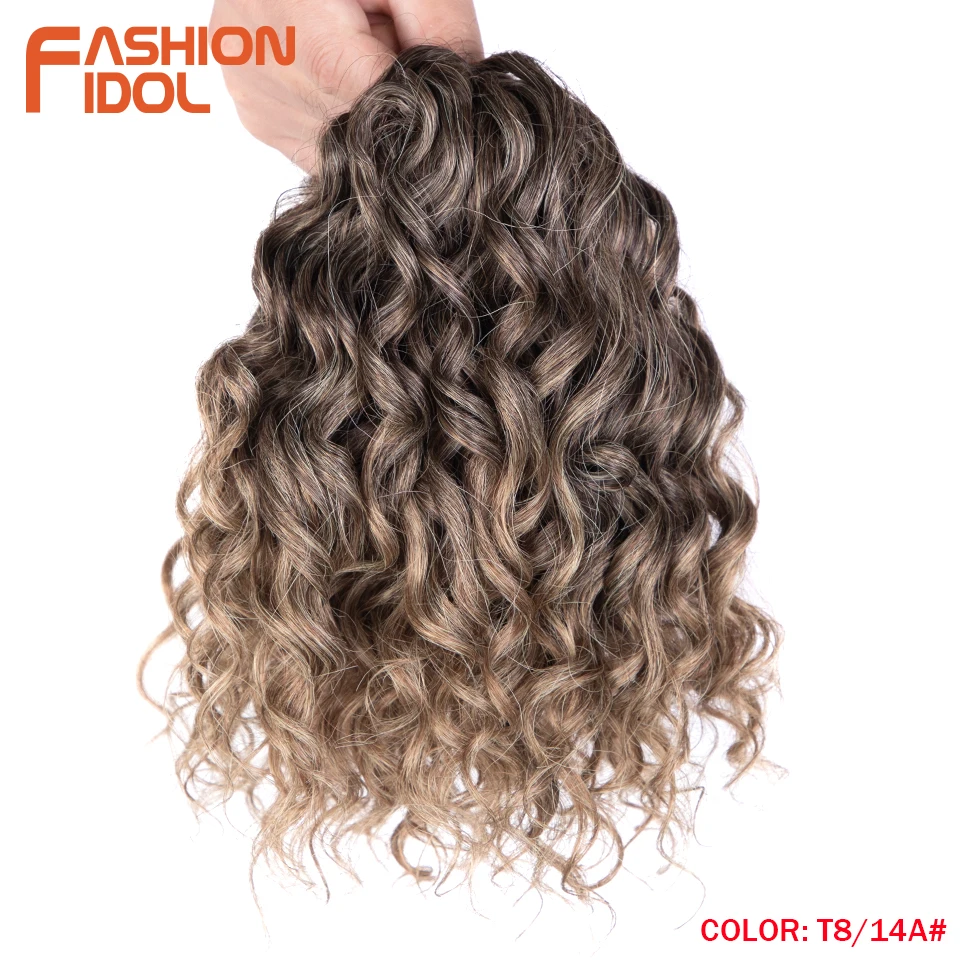 FASHION IDOL Afro-Lockenhaar, Häkelzöpfe, 25,4 cm, gedrehtes Häkelhaar, synthetische Ombre-Braun-Haarverlängerungen mit tiefem Wellenmuster – Detail 12