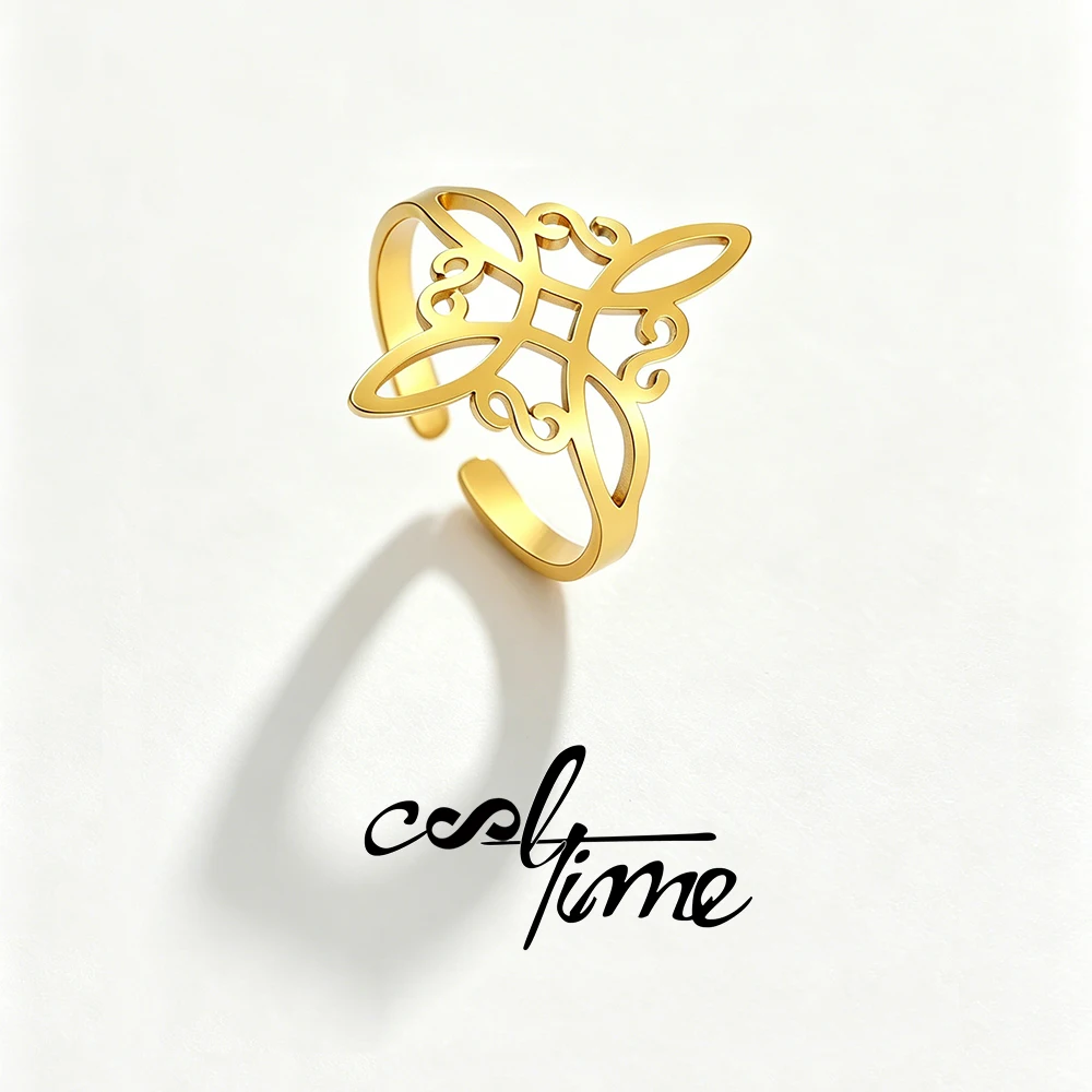 2026 New Witch Knot Ring For Women Stainless Steel Adjustable Open Finger Rings Witchcraft Amulet Jewelry Gift For Her