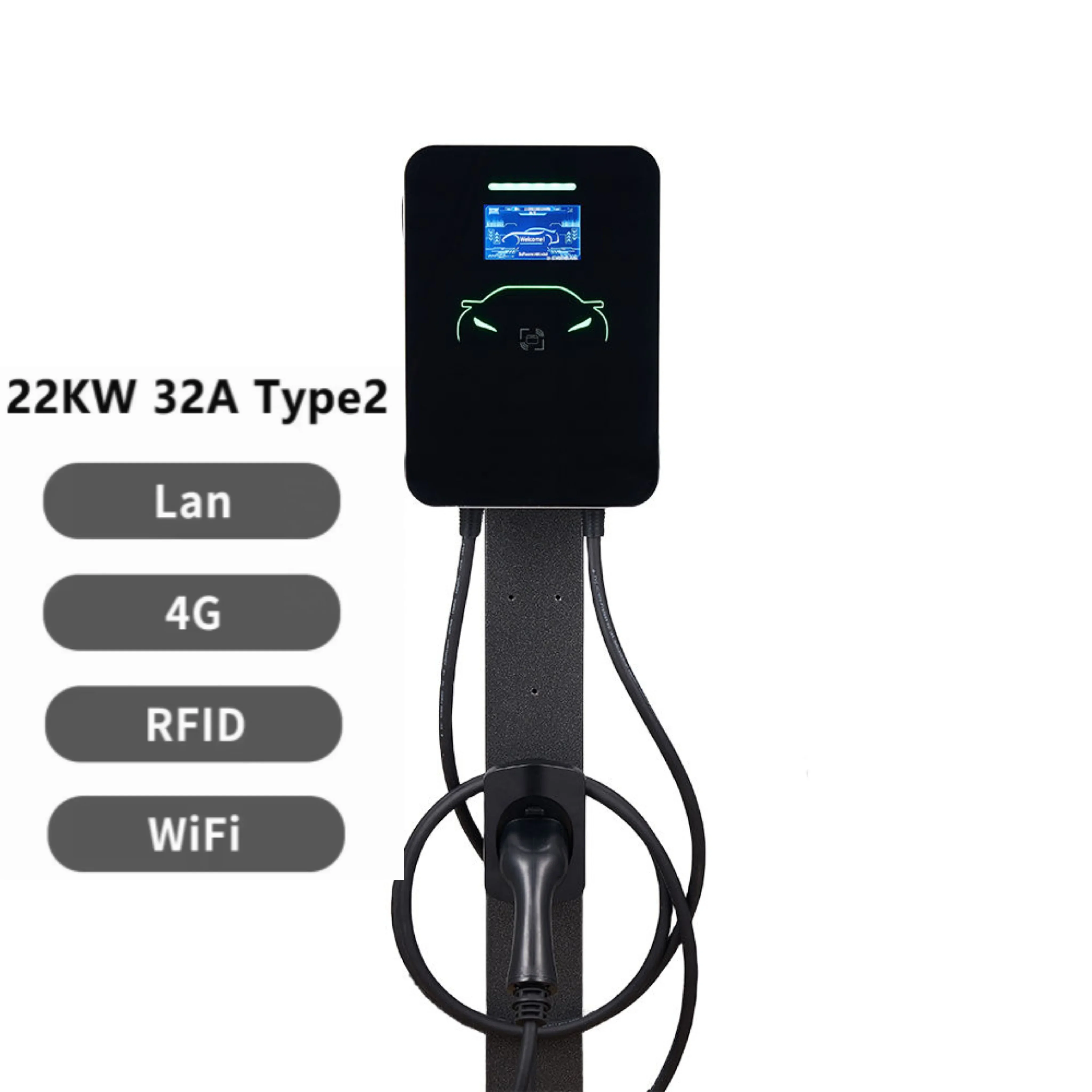 Smart 11kw 22kw Type 2 Type 1 Ev Fast Wall Charger Station 7kw Fast Electric Vehicle Car Charging Station Wall-box Charger Pile