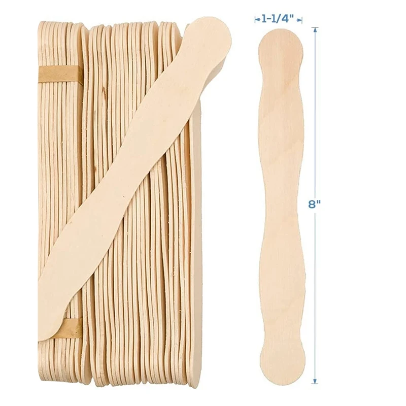 8Inch Fan Handles Or Wooden Spatula Or Paint Mixing Pack 100 Craft Popsicle Sticks Ice Cream Stick For DIY Crafting Supplies Kit