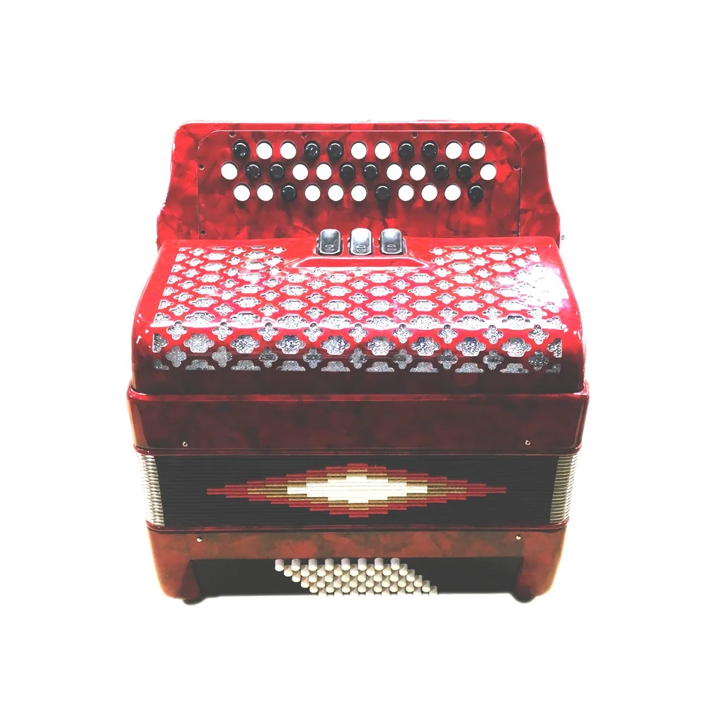 SEASOUND OME High Quality Professional 34-Button 3-Registers Brown Celluloid Diatonic Wood Accordion Instrument JB3448 Student