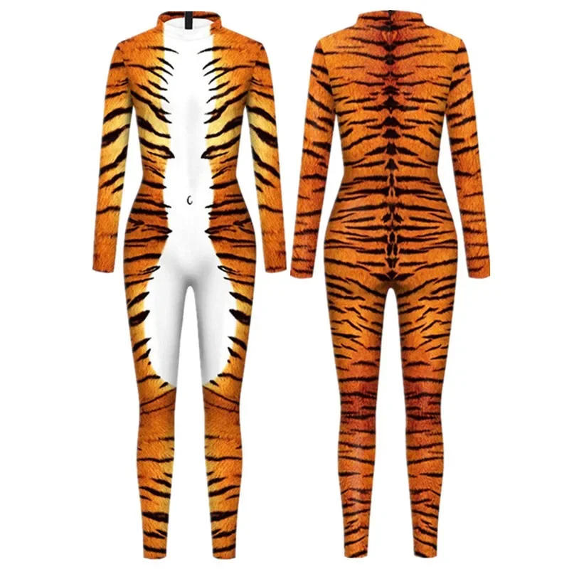 Personalità stampa 3D tute con stampa leopardata collant per adulti da uomo e da donna abbigliamento da spettacolo per bambini costumi di Halloween