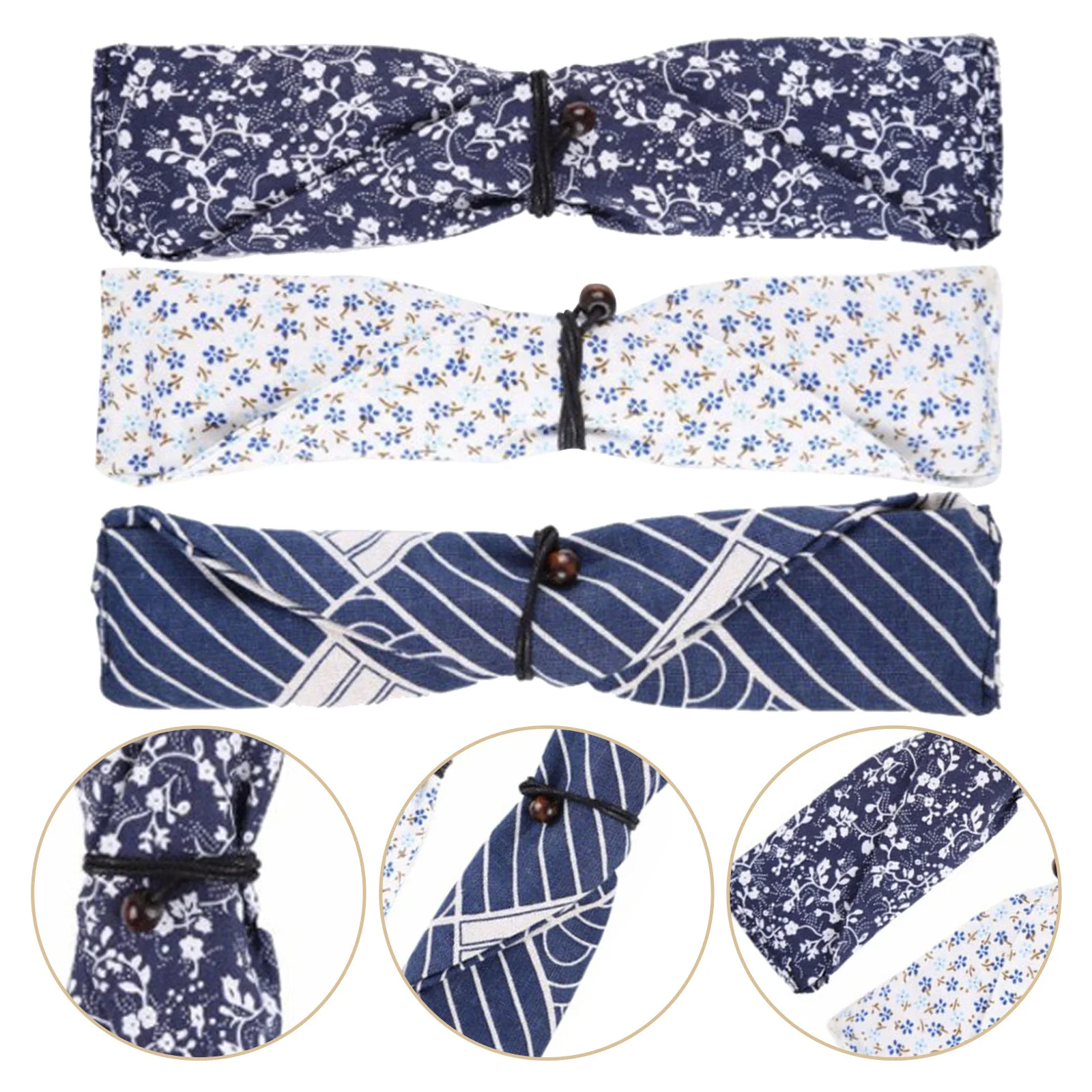 

3Pcs Fabric Tableware Bags Japanese Style Cutlery Storage Sleeve Portable Lightweight Packets for Travel Outdoors