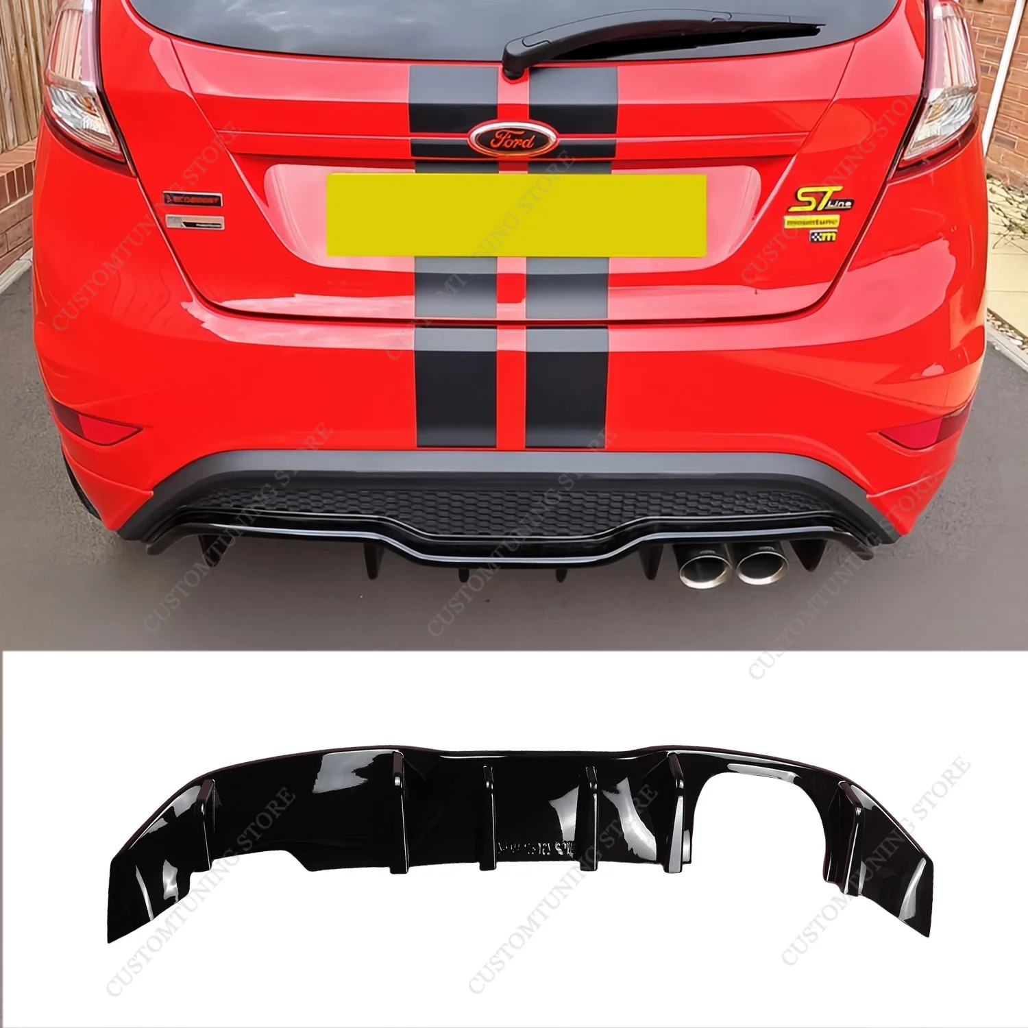 

Gloss Black Rear Valance For Ford Fiesta MK7 ST 3-Door Hatchback 2013-2017 Facelift Rear Bumper Diffuser Lip Bodykits Tuning