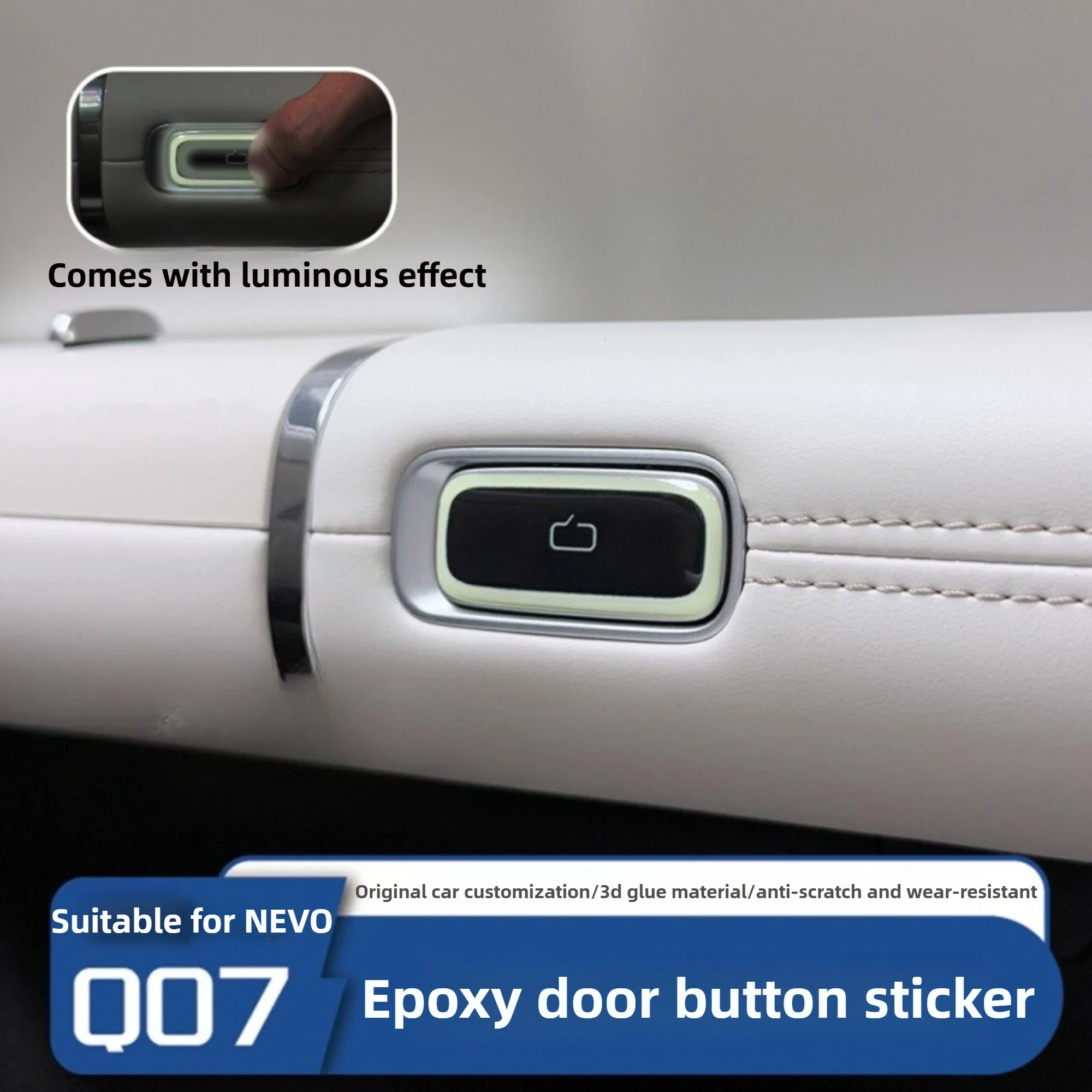 

For Changan NEVO Q07 Car Door Switch Button Prompt Sticker Four Doors Luminous Stickers 3D Protective Pad Upgrade Accessories