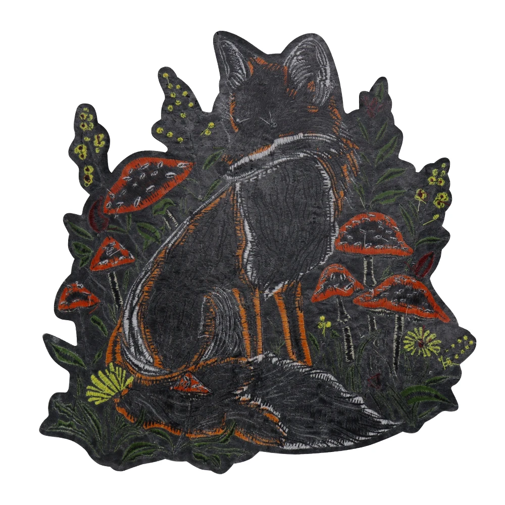 Animal Badge Moon Black Cat Embroidery Mushroom Foxes Floral Back Patch Iron On Emblem Apparel Accessories Death Skull Wings