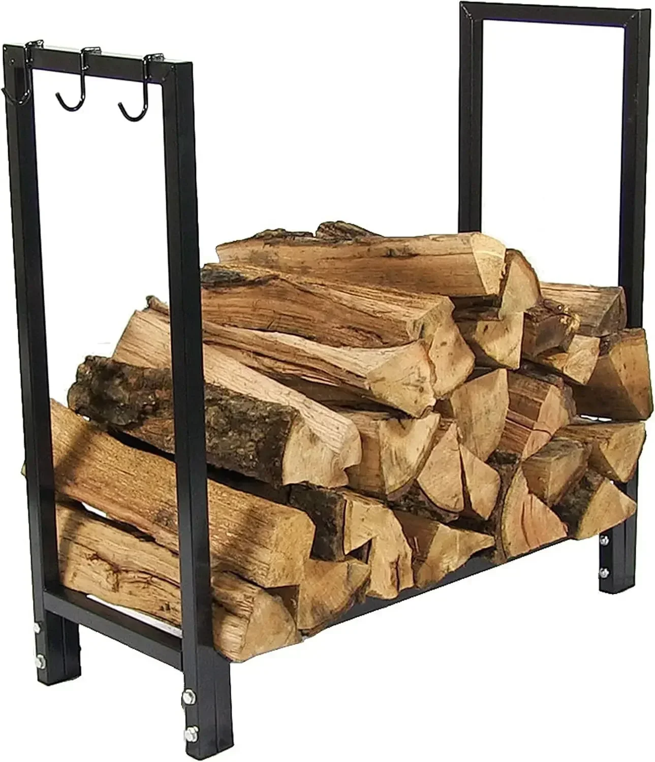ForFor 30 Inch Firewood Log Rack-Small Fireplace Or Fire Pit Wood Storage Holder- Sturdy Steel With A Powder-coated Finish，high