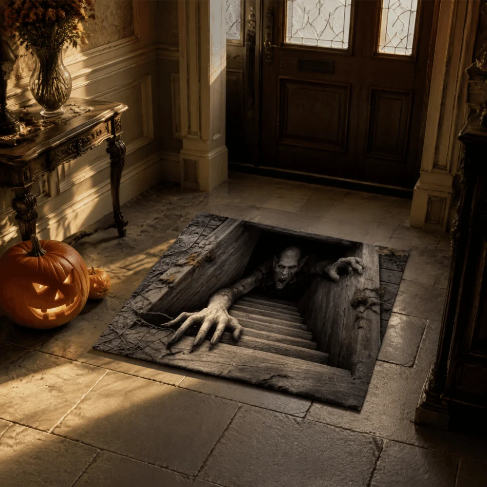 Halloween Halloween Optical Illusion Rug Non-Slip 3D Doormat Abrasion-Resistant Quick Dry Home Floor Mat Entryway